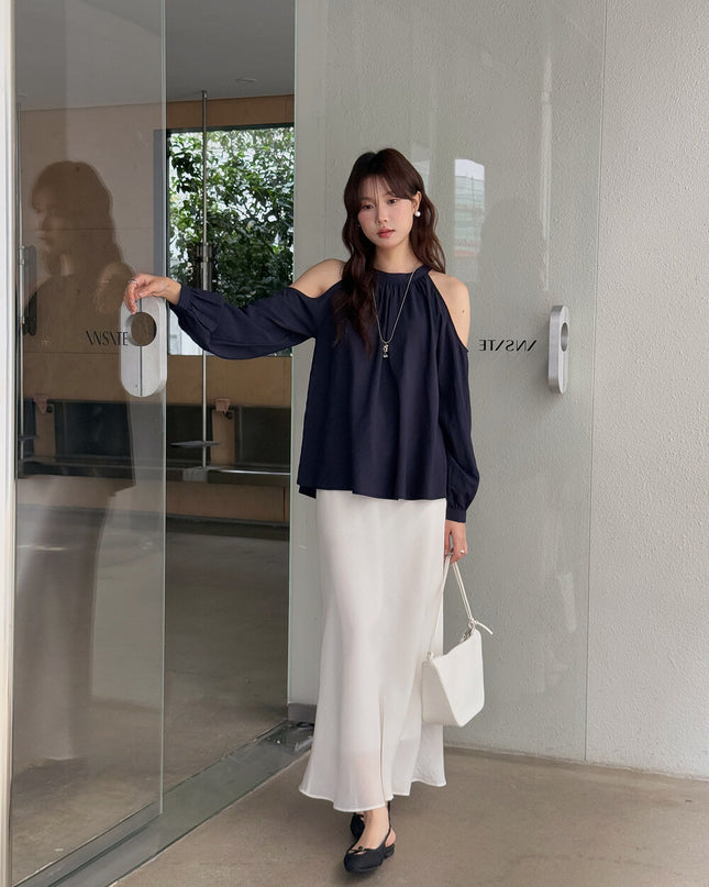 APXIVI Halter Off-Shoulder Design Shirt
