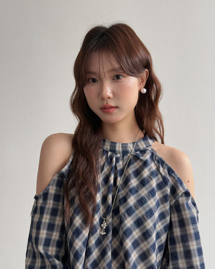 APXIVI Halter Off-Shoulder Design Shirt