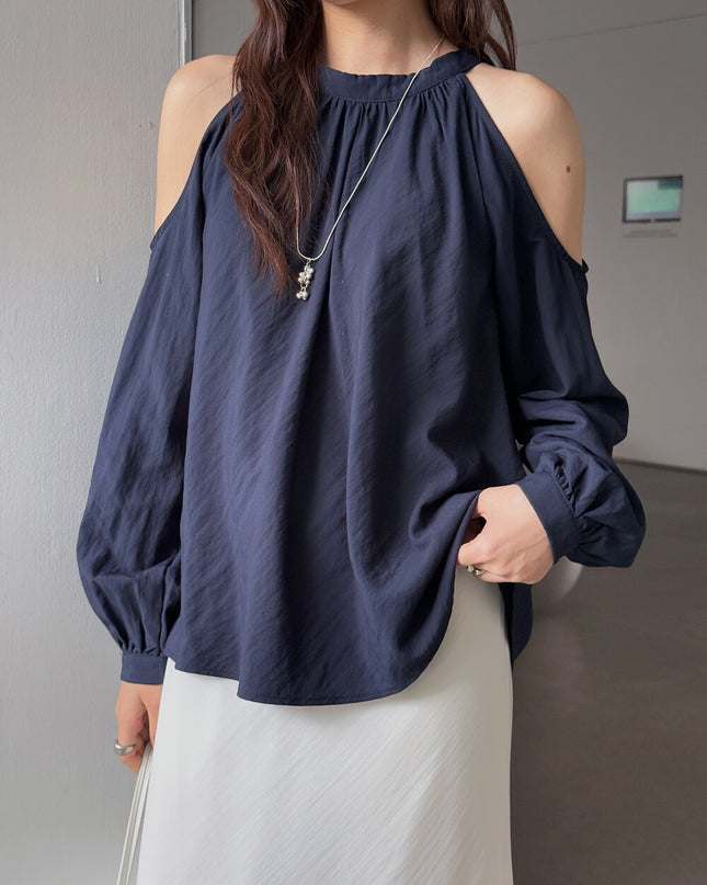 APXIVI Halter Off-Shoulder Design Shirt