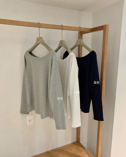 WGWE Off-Shoulder Slouchy Loose Long Sleeve Tee