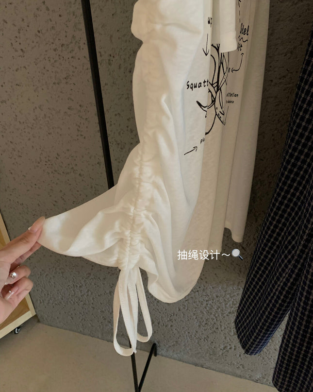 WGWE White One-Shoulder Long Sleeve Tee