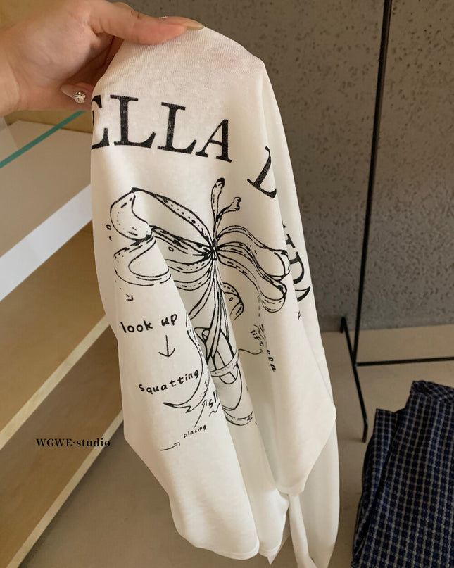WGWE White One-Shoulder Long Sleeve Tee
