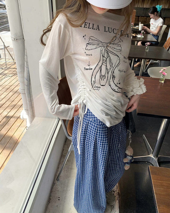 WGWE White One-Shoulder Long Sleeve Tee