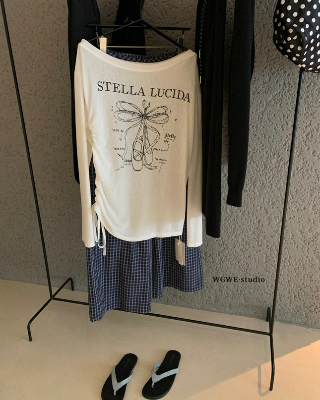 WGWE White One-Shoulder Long Sleeve Tee