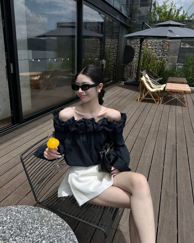 WGWE Off-Shoulder Lantern Sleeve Blouse