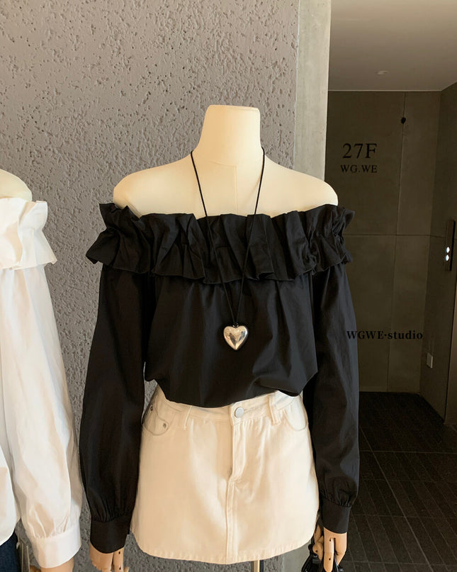 WGWE Off-Shoulder Lantern Sleeve Blouse