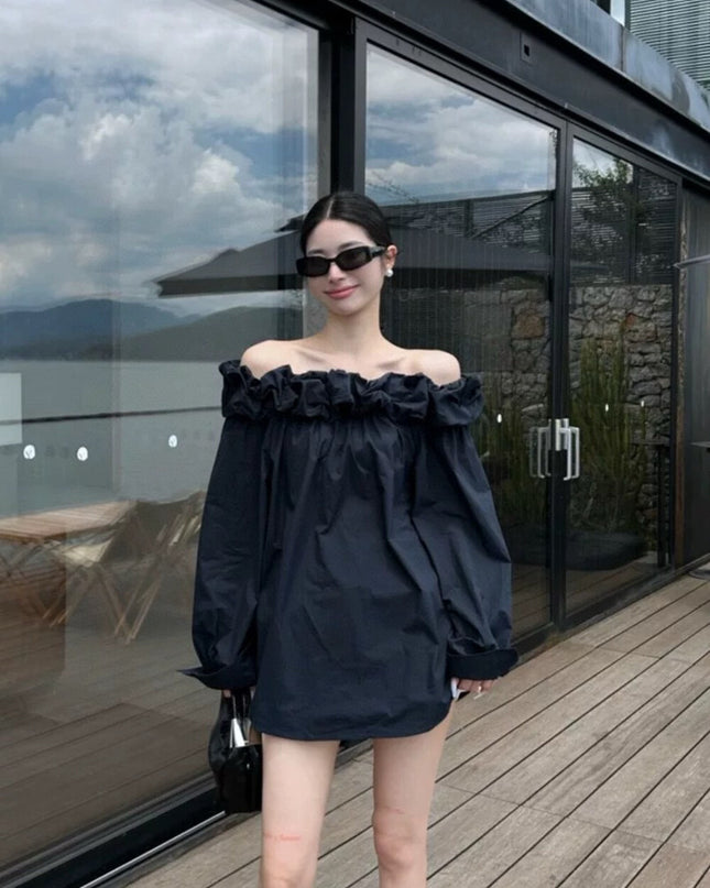 WGWE Off-Shoulder Lantern Sleeve Blouse