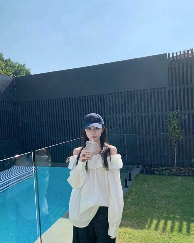 WGWE Off-Shoulder Lantern Sleeve Blouse
