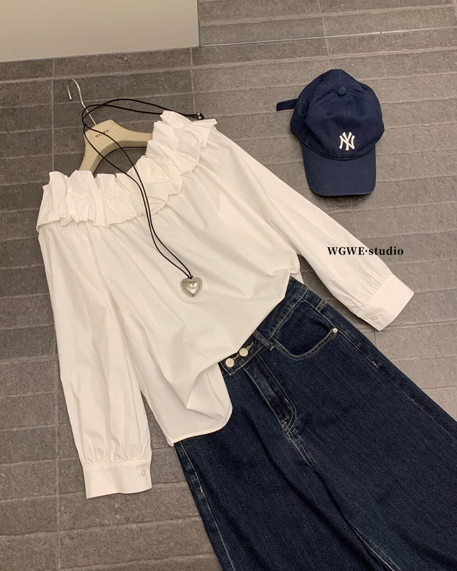 WGWE Off-Shoulder Lantern Sleeve Blouse