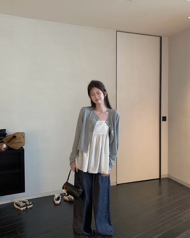 WGWE Sweet Girl Knit Cardigan + Cami Top Two-Piece Set