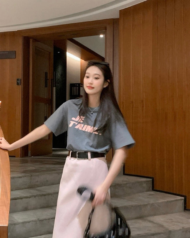 WGWE High-Waist Commuter Preppy Suit A-Line Skirt