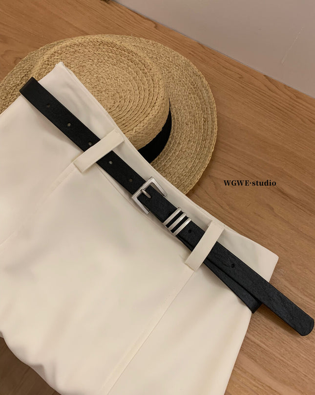 WGWE High-Waist Commuter Preppy Suit A-Line Skirt