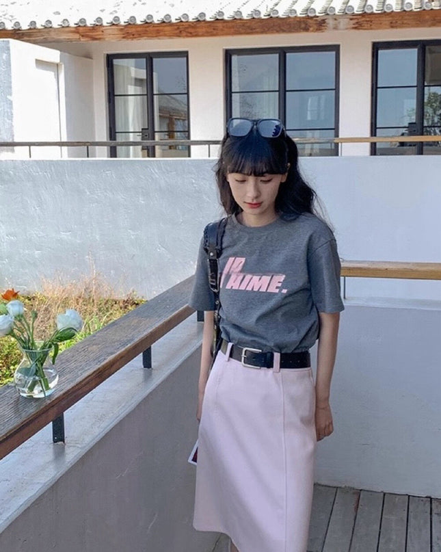 WGWE High-Waist Commuter Preppy Suit A-Line Skirt