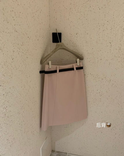 WGWE High-Waist Commuter Preppy Suit A-Line Skirt