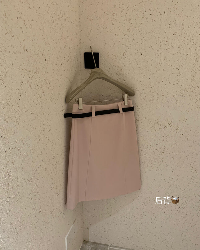WGWE High-Waist Commuter Preppy Suit A-Line Skirt