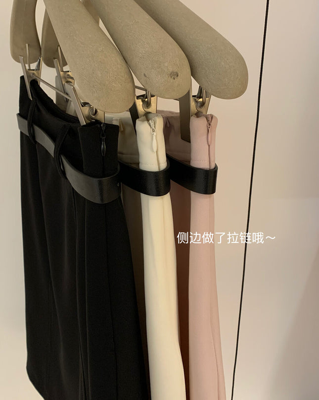 WGWE High-Waist Commuter Preppy Suit A-Line Skirt