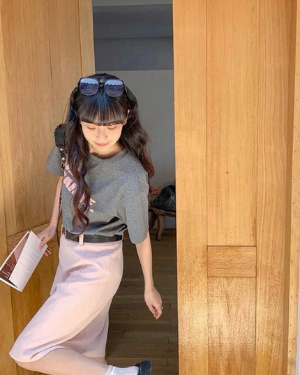 WGWE High-Waist Commuter Preppy Suit A-Line Skirt
