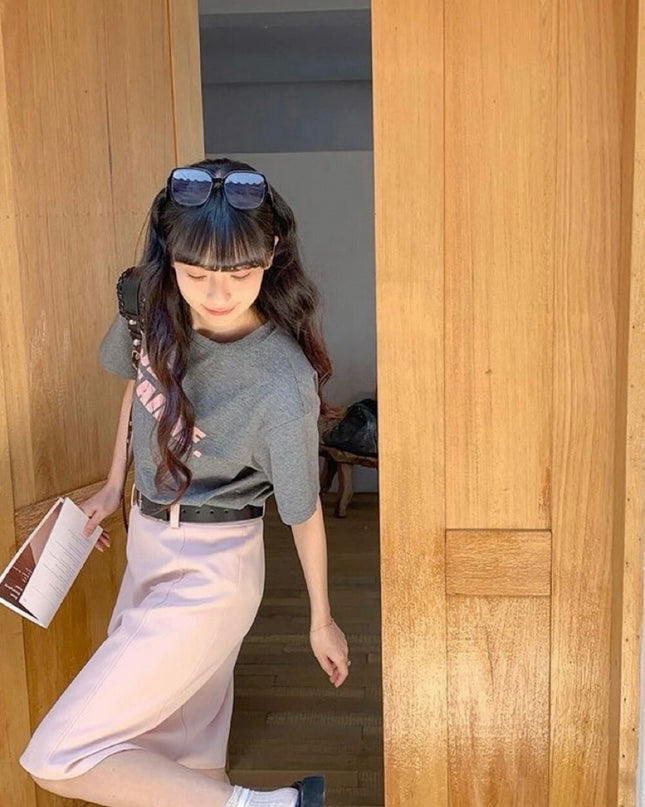 WGWE High-Waist Commuter Preppy Suit A-Line Skirt