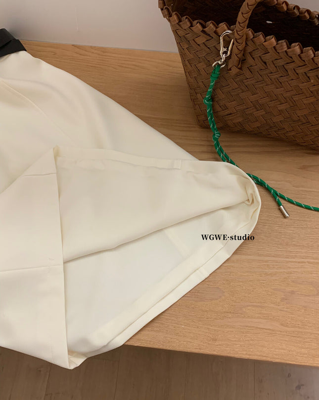 WGWE High-Waist Commuter Preppy Suit A-Line Skirt