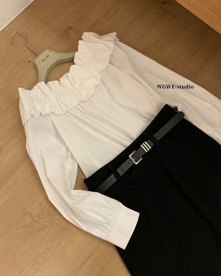 WGWE High-Waist Commuter Preppy Suit A-Line Skirt