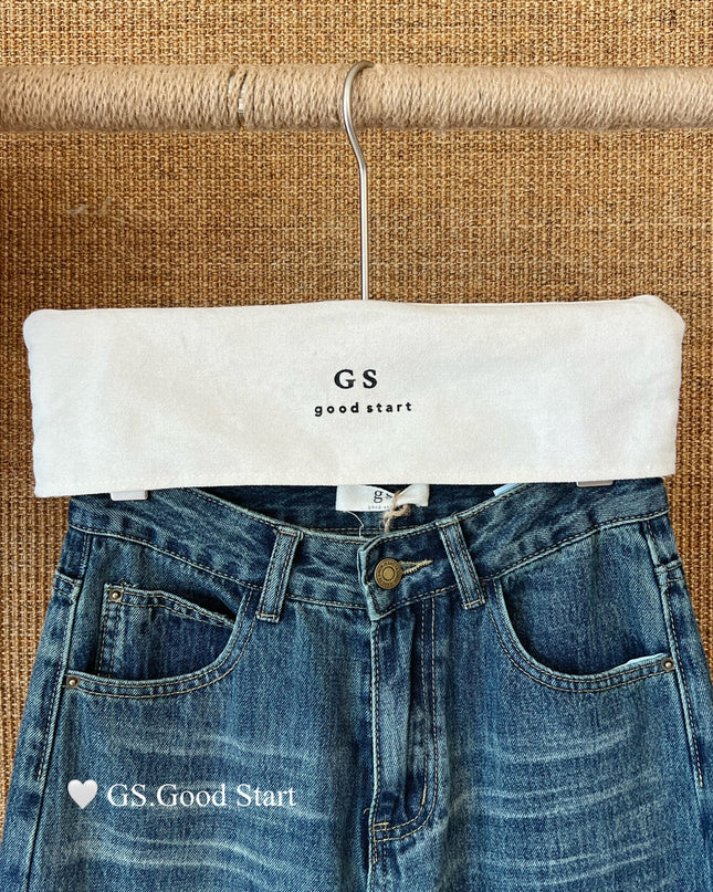 GS.GOOD START Retro Cat-Scratch Wash Straight-Leg Jeans