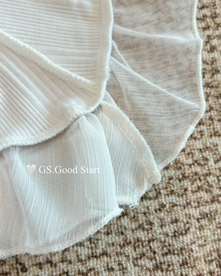 GS.GOOD START Mesh Panel Tube Top + Cardigan Set