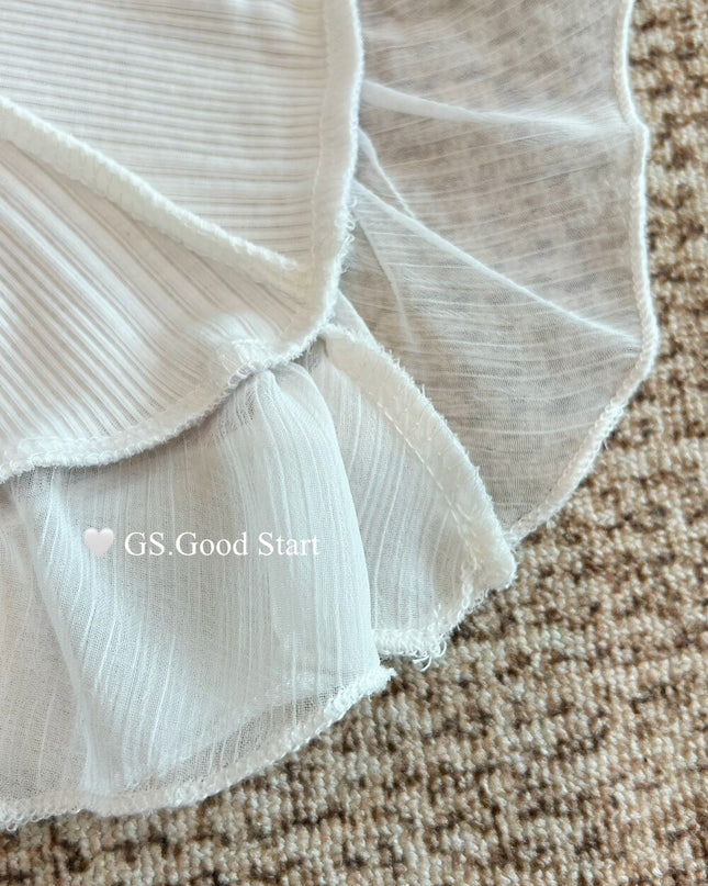 GS.GOOD START Mesh Panel Tube Top + Cardigan Set
