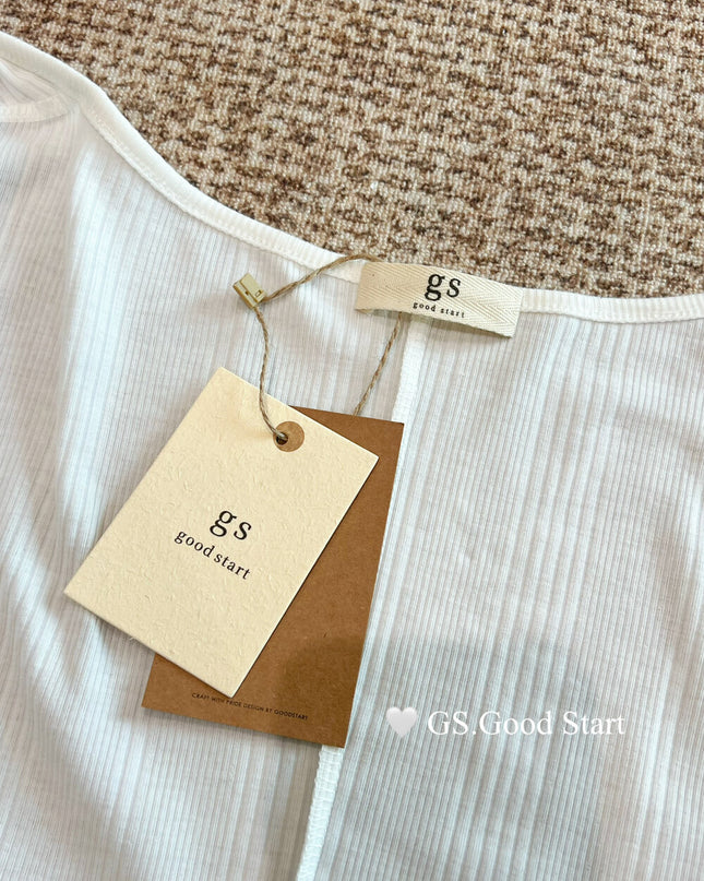 GS.GOOD START Mesh Panel Tube Top + Cardigan Set