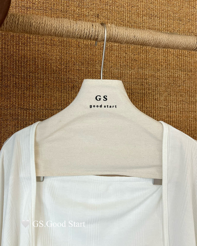 GS.GOOD START Mesh Panel Tube Top + Cardigan Set