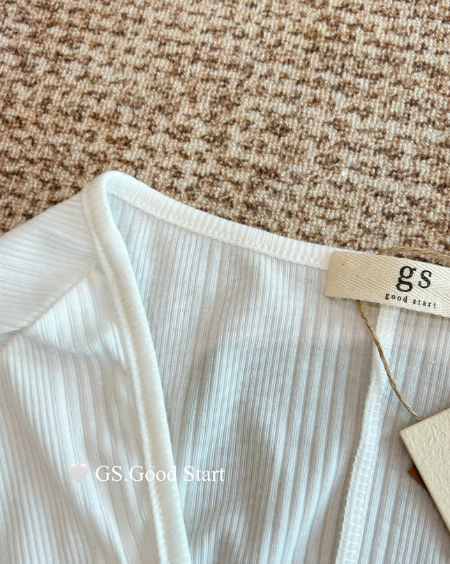 GS.GOOD START Mesh Panel Tube Top + Cardigan Set