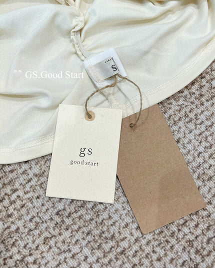 GS.GOOD START Sweet Plaid Bow Casual Top