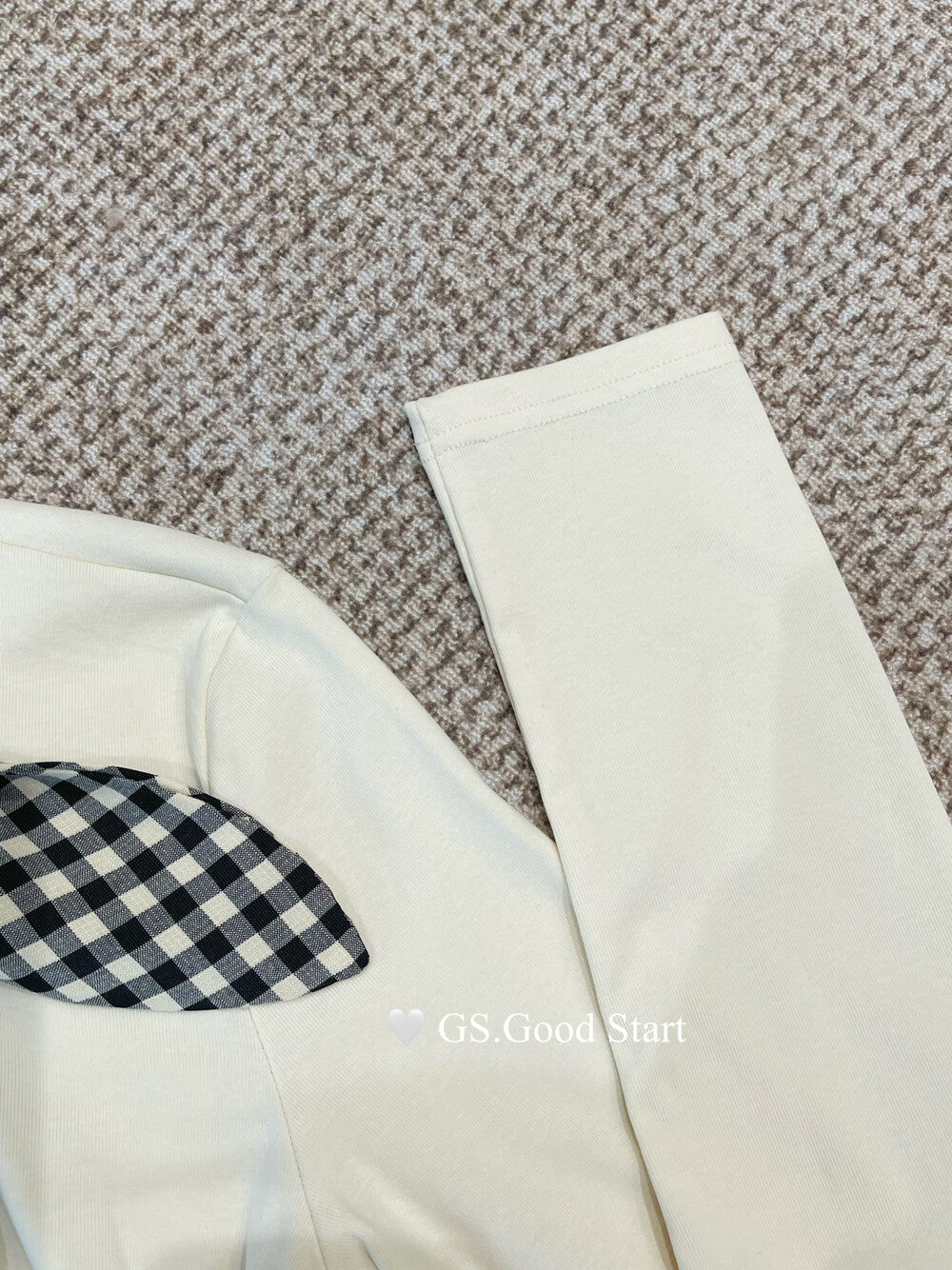 GS.GOOD START Sweet Plaid Bow Casual Top