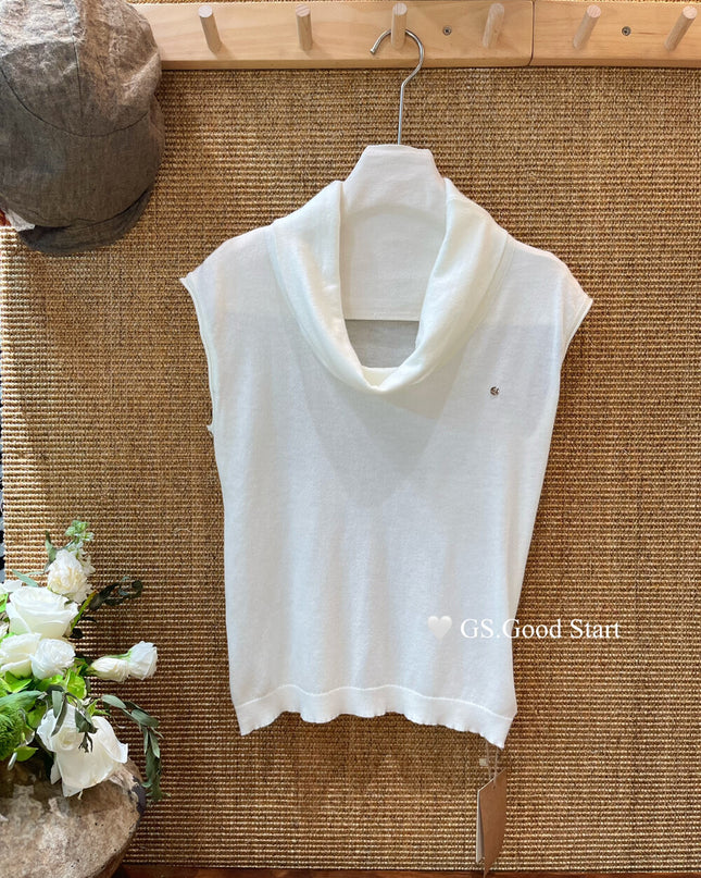GS.GOOD START Elegant Drape-Neck Sleeveless Knit Vest