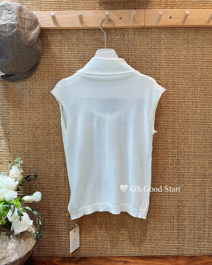 GS.GOOD START Elegant Drape-Neck Sleeveless Knit Vest