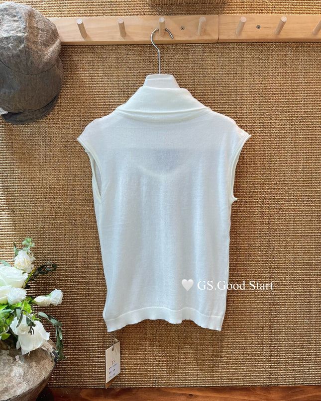 GS.GOOD START Elegant Drape-Neck Sleeveless Knit Vest