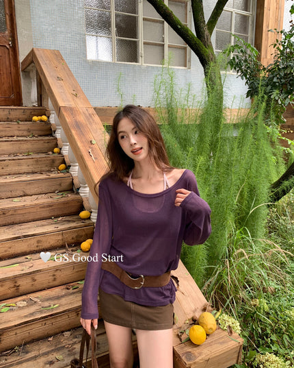 GS.GOOD START Color-Block Halter Neck Backless Bra + Top Set