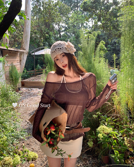 GS.GOOD START Color-Block Halter Neck Backless Bra + Top Set