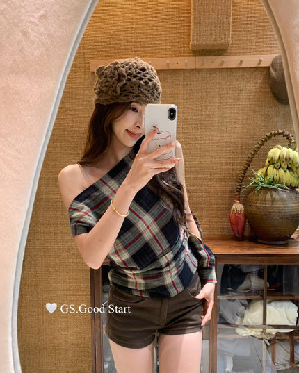 GS.GOOD START Paris Runway One-Sleeve Asymmetrical Top