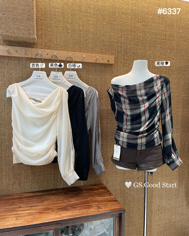 GS.GOOD START Paris Runway One-Sleeve Asymmetrical Top