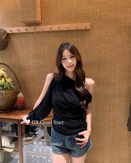 GS.GOOD START Paris Runway One-Sleeve Asymmetrical Top