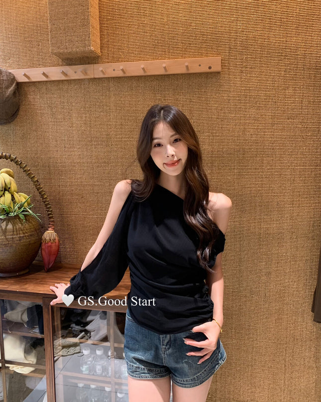 GS.GOOD START Paris Runway One-Sleeve Asymmetrical Top