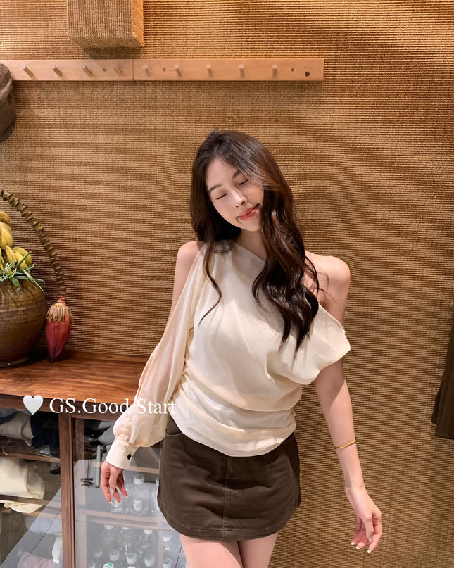 GS.GOOD START Paris Runway One-Sleeve Asymmetrical Top