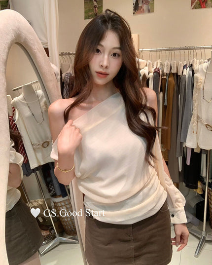 GS.GOOD START Paris Runway One-Sleeve Asymmetrical Top