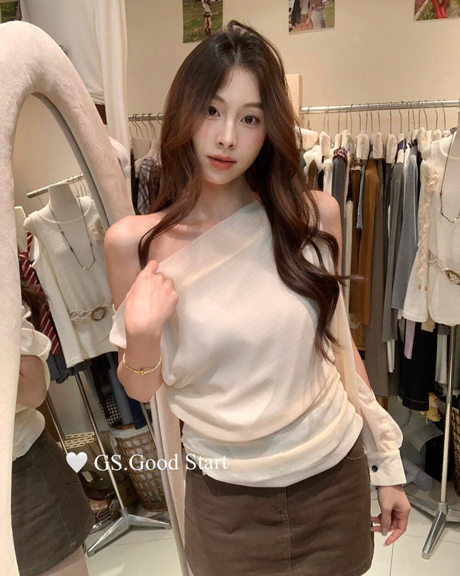 GS.GOOD START Paris Runway One-Sleeve Asymmetrical Top