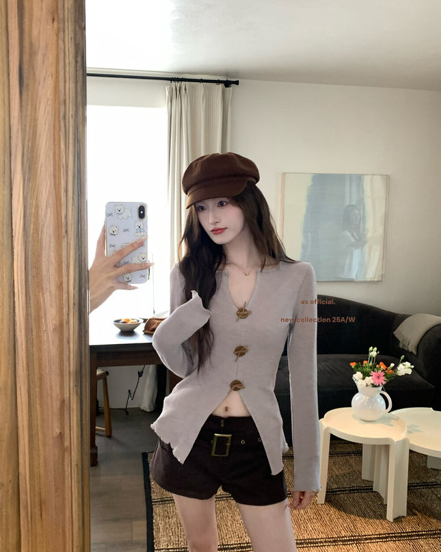 AS OFFICIAL Belgium Muse Suede Matte High-Waist Belted Shorts