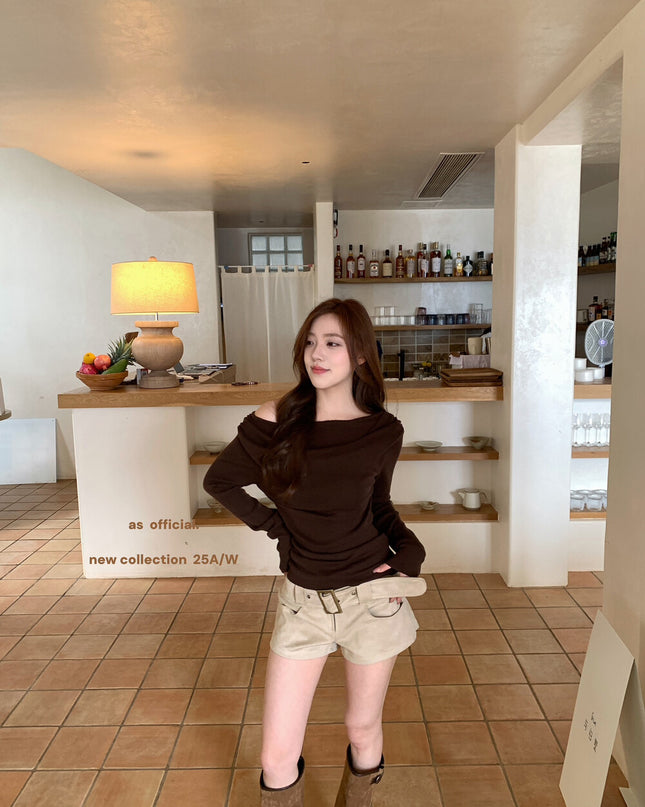AS OFFICIAL Belgium Muse Suede Matte High-Waist Belted Shorts