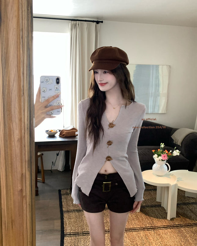 AS OFFICIAL Belgium Muse Suede Matte High-Waist Belted Shorts