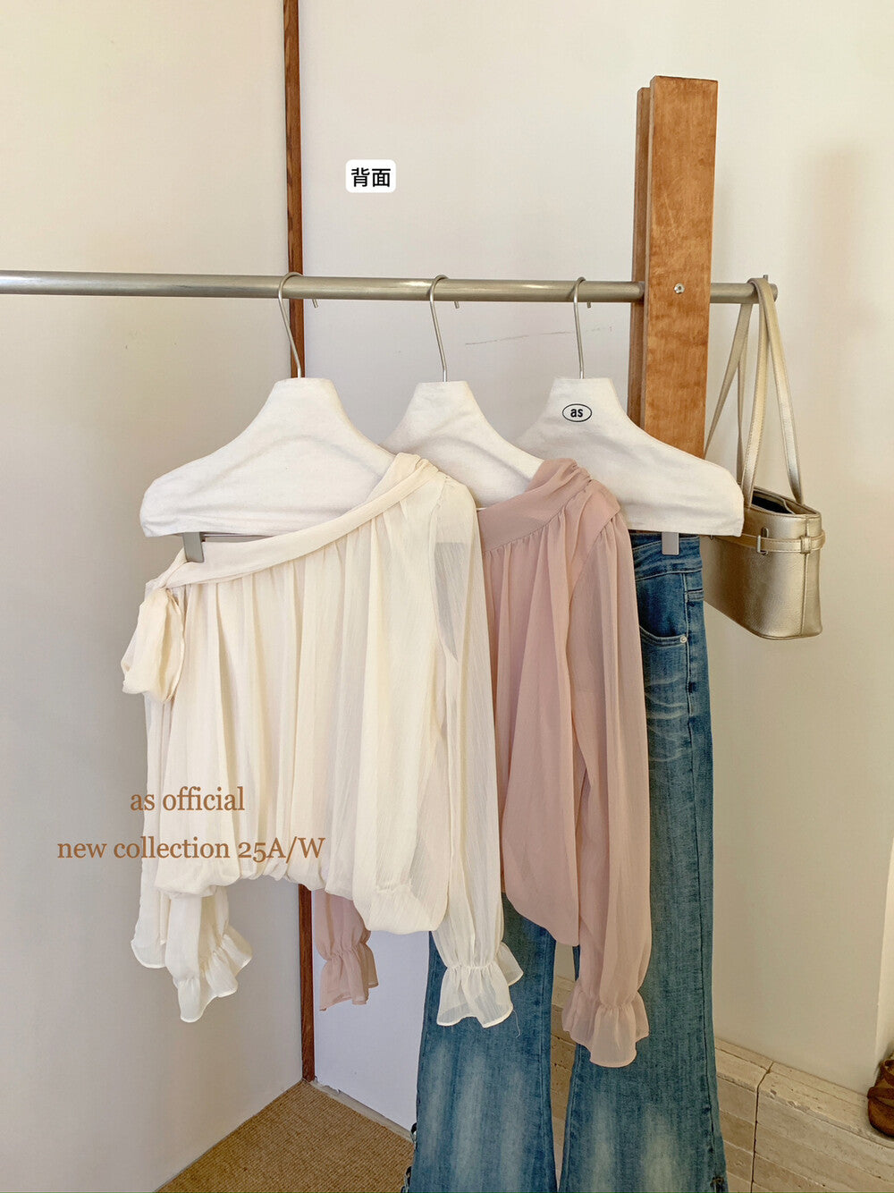 AS OFFICIAL Vintage Grace One-Shoulder Tie Blouse