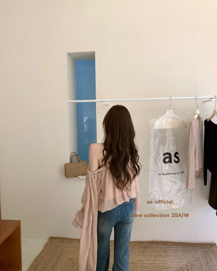AS OFFICIAL Vintage Grace One-Shoulder Tie Blouse