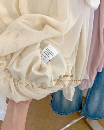 AS OFFICIAL Vintage Grace One-Shoulder Tie Blouse